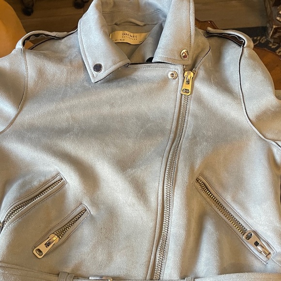 Zara Basic Outerwear Faux Suede Moto Jacket Size L - Picture 3 of 6